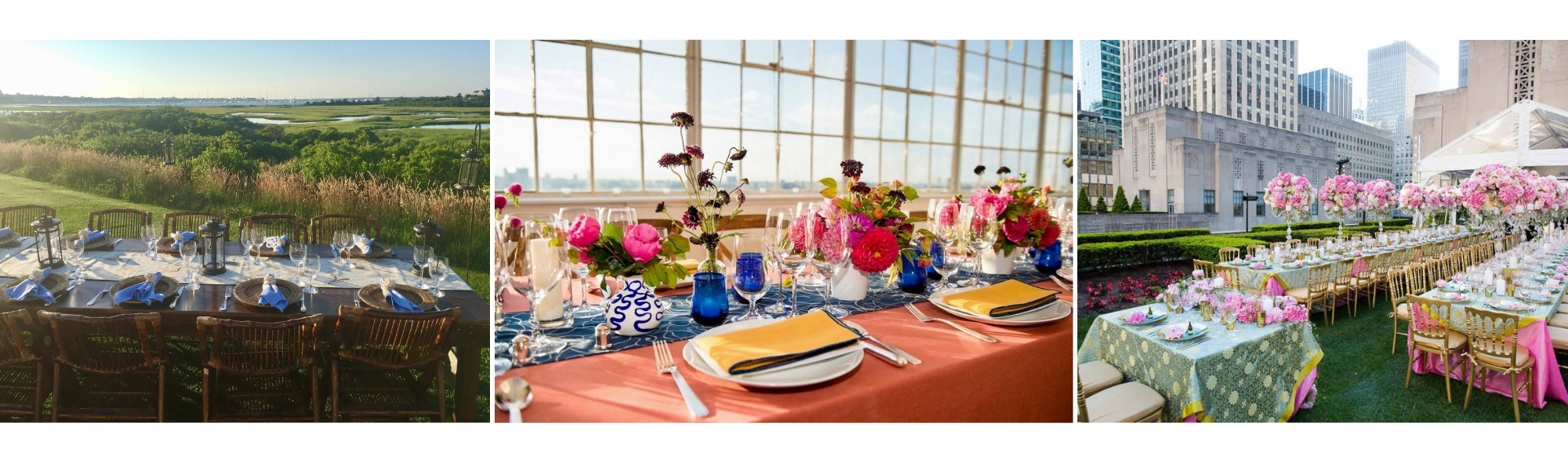 collage of elegant tablecloths 